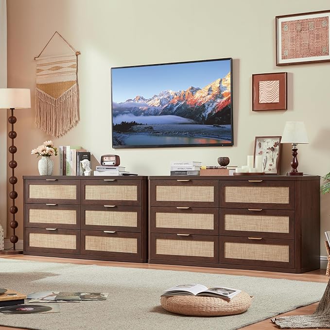 LEYAOYAO Rattan 6 Drawer Dresser - Image 8