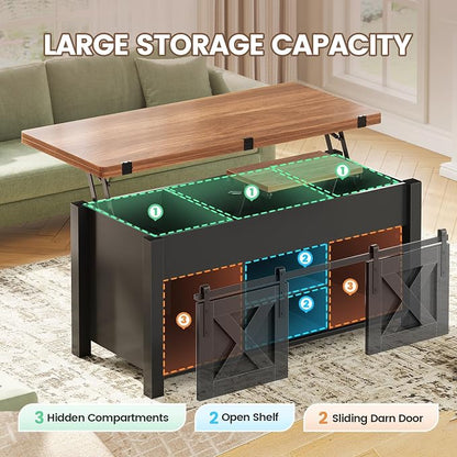 SEDETA Lift Top Coffee Table, 4 in 1 Multi-Function Convertible Coffee Tables - Image 5