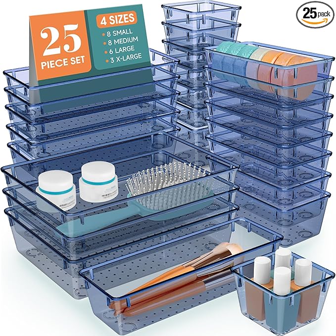 25 PCS Drawer Organizer Set, 5 Varied Size Bathroom and kitchen Drawer cabinet by StorMiracle