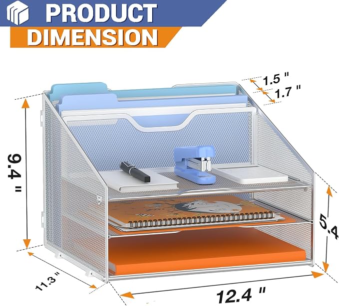 Letter Tray Organizer, Mesh Desk File Organizer - Image 2