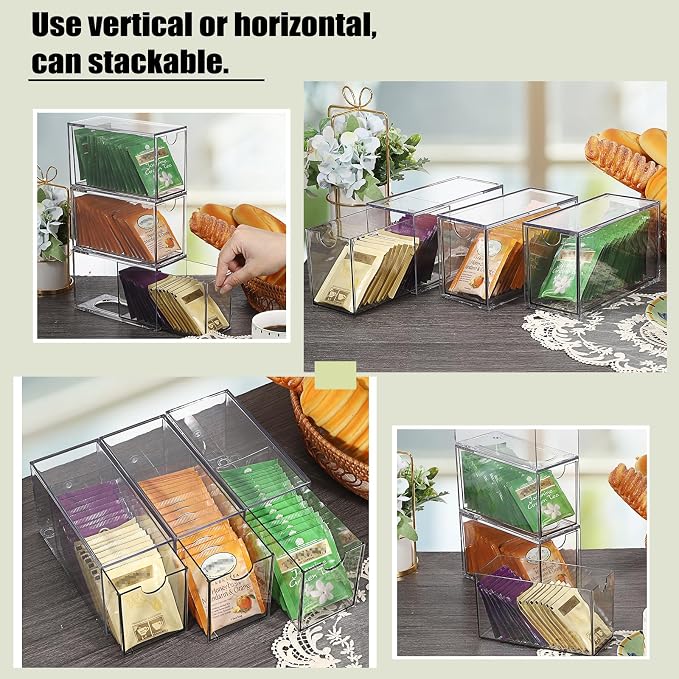 ELLDOO 3 Drawers Tea Bag Organizer, Coffee Pod Snack Storage - Image 4
