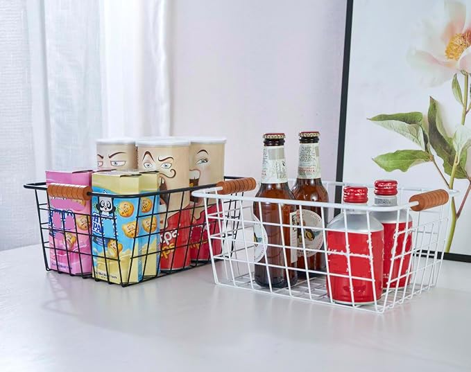 JUNCHU CHERRY Wire Kitchen Storage Basket 2 Packs, Perfect Pantry Organization - Image 8