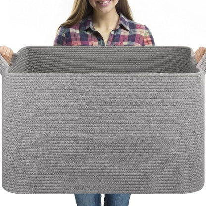 Extra Large Blanket Basket, Rectangle Nursery Blanket Storage by OIASKET