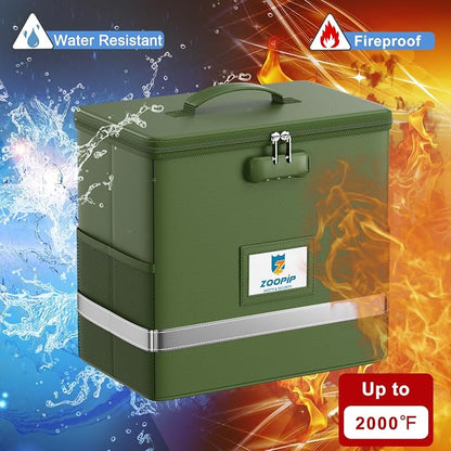 Fireproof File Box with Lock, Collapsible Document Organizer, Reflective Strip - Image 2