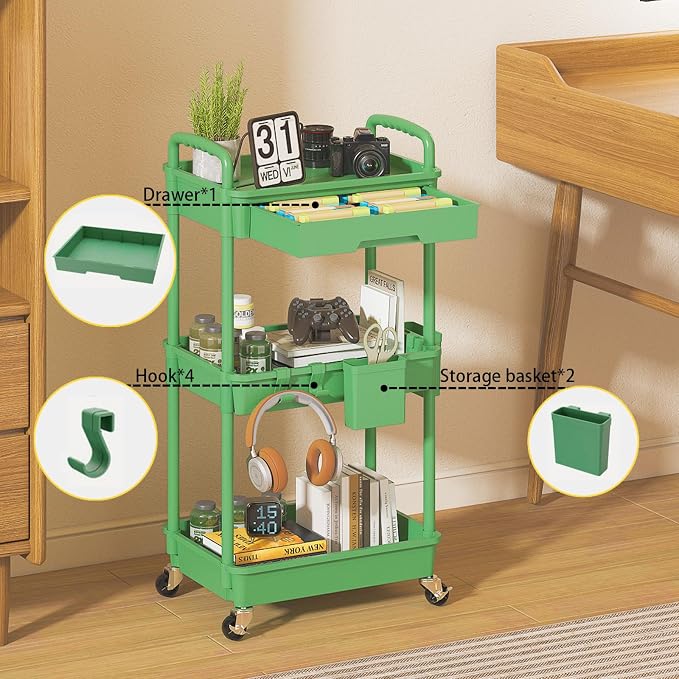 3 Tier Rolling Utility Cart - Image 3