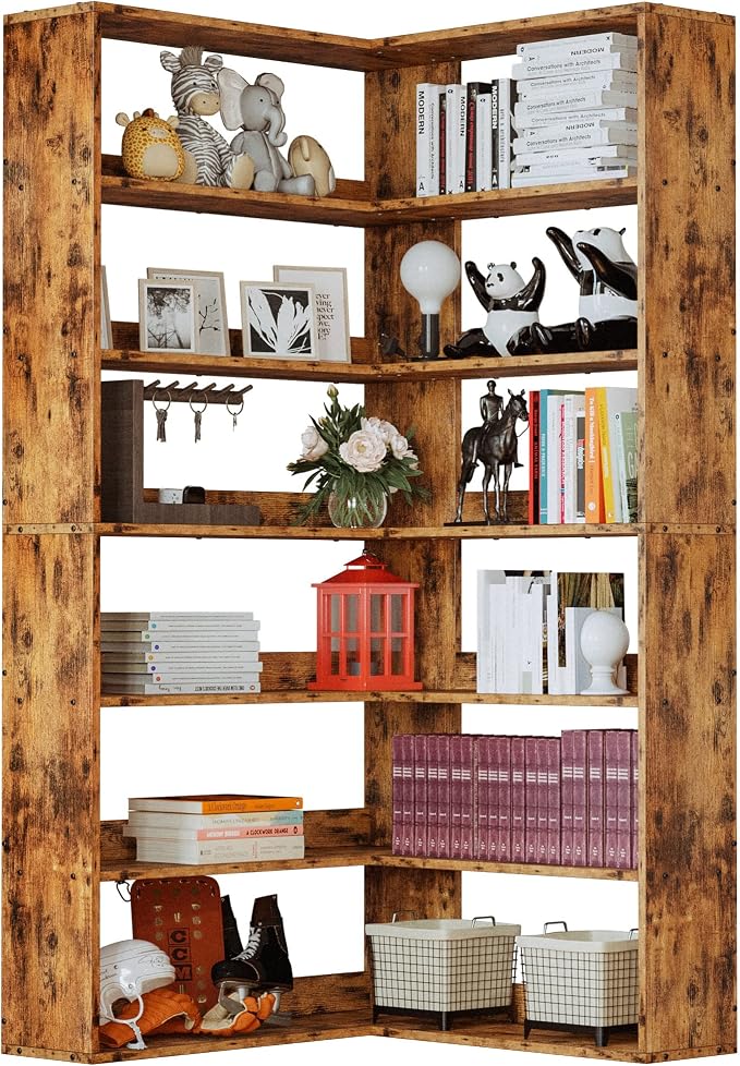 IRONCK Corner Bookshelf, Bookshelves 6 Tiers by IRONCK