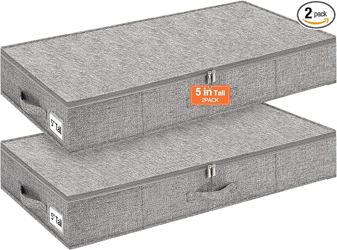 punemi Low Profile Under Bed Storage, 5 inches High Underbed Storage Containers by Punemi