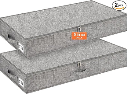 punemi Low Profile Under Bed Storage, 5 inches High Underbed Storage Containers by Punemi