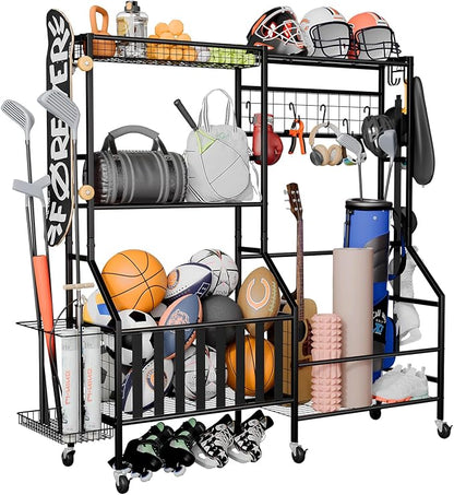 Sports Equipment Organizer, Heavy Duty Golf Bags Stand, Extra Large Ball by JIRTEMOT