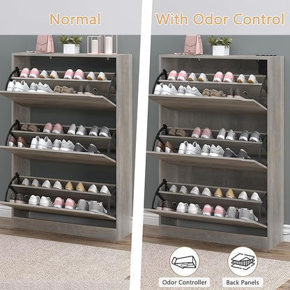 BORNOON Shoe Cabinet with Odor Control and Back Panels, Deodorizing Slim 3-Flip - Image 5