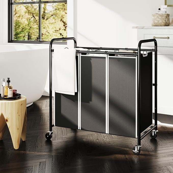 ROMOON Laundry Sorter Hamper 3 Section, Divided Laundry Basket Organizer - Image 7