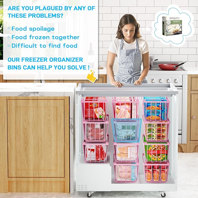 SUNALLY Freezer Organizer Bins, 4 Pack Stackable Chest Freezer Organizer - Image 6