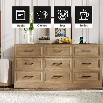 Fameill Dresser for Bedroom, 9 Drawer Wide Dresser Organizer - Image 6
