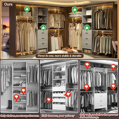 iSunirm 8FT Closet System, Wall Mount Bedroom Wardrobe - Image 2