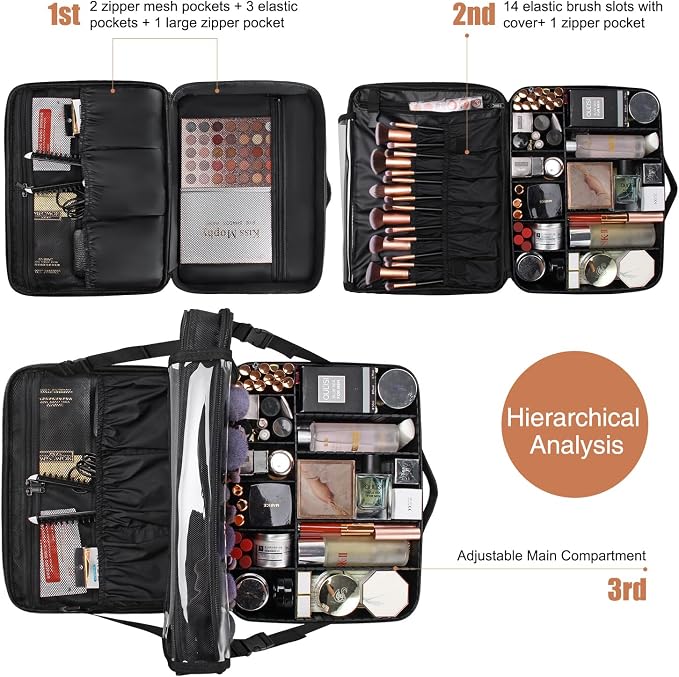 Relavel Large Makeup Organizer Profession Makeup Bag Extra Large Makeup Case - Image 4