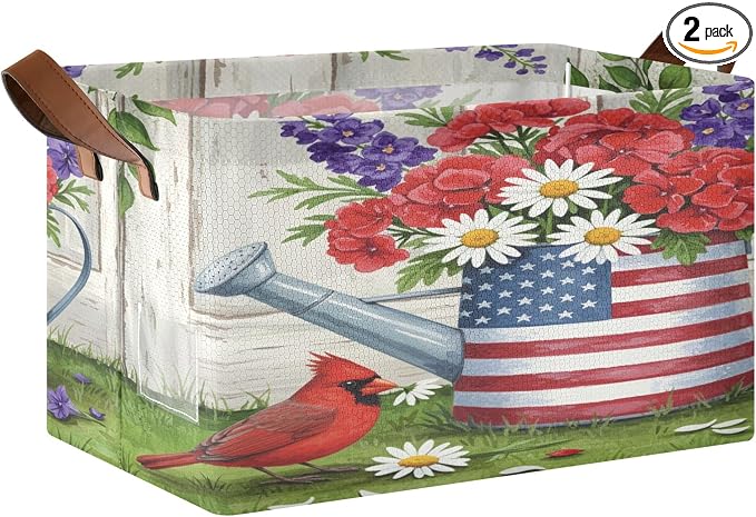 Watering Can with Us Flag Storage Bin by Takiito