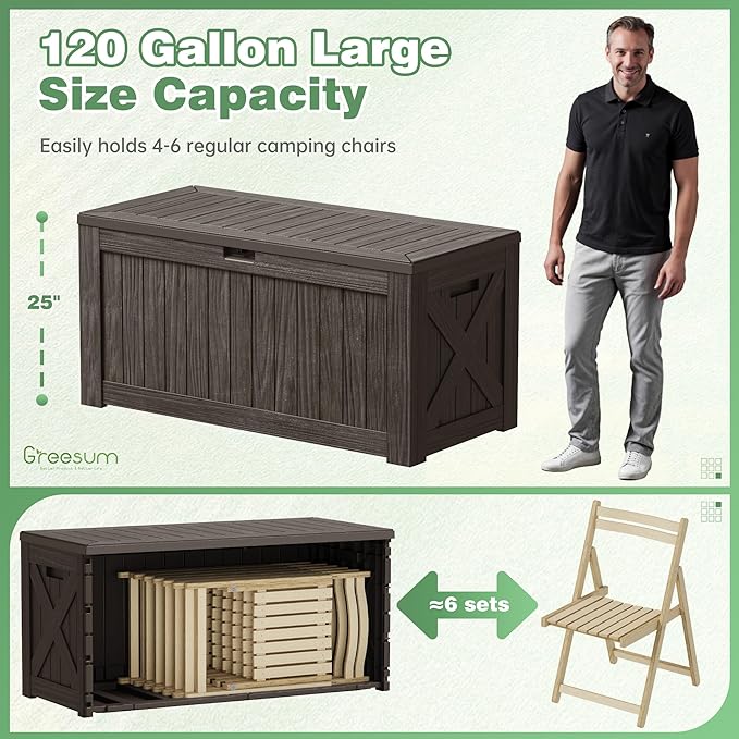 Greesum Outdoor Storage Box 120 Gallon Storage Bin - Image 4