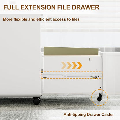 2 Drawer File Cabinet with Lock and 4 Keys, Mobile Metal Filing Cabinet - Image 5