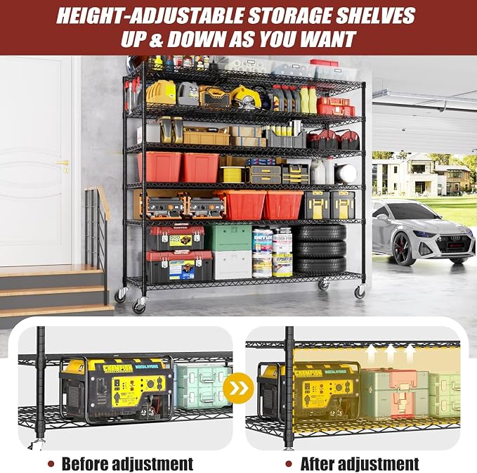 PrimeZone 6 Tier 80.7" H x 55.5" W x 24" D Wire Shelving - Image 6