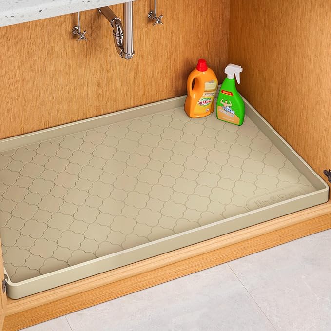 Jin&Bao Waterproof Under Sink Mat 22" x 22", Thick Silicone Mat Cabinet by Jin%26Bao