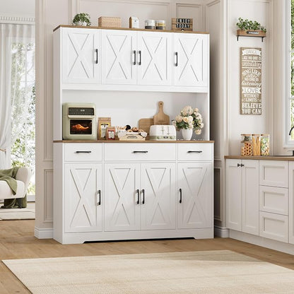 HOSTACK 71" Tall Kitchen Pantry Storage Cabinet, Farmhouse Hutch Cabinet - Image 3