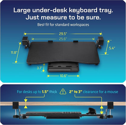 Keyboard Tray | Under Desk Keyboard Tray Slide Out w/Adjustable C-Clamps - Image 2