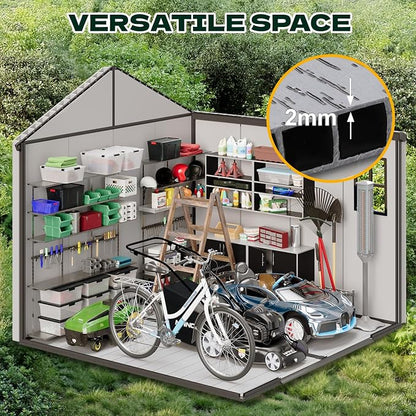 8 x 8 FT Plastic Outdoor Storage Shed, All-Weather Resin Garden Shed - Image 4
