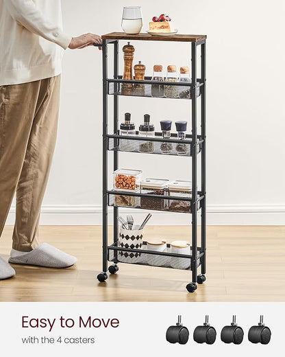 VASAGLE Slim Rolling Cart, 5-Tier Storage Cart, Narrow Carts - Image 5