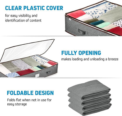 Under Bed Storage Bins - 90L Pack Of 4 Under The Bed Storage Containers - Image 4