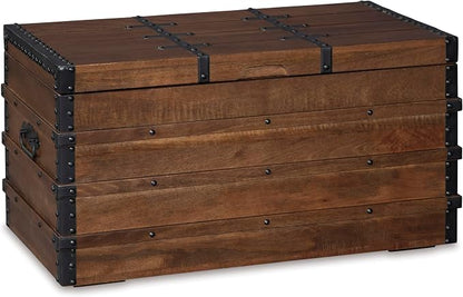 Signature Design by Ashley Kettleby Vintage Wood Storage Trunk or Coffee Table - Image 9