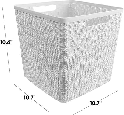 Curver Set of 4 Large Cube 17L Jute Decorative Plastic Organization and Storage - Image 2