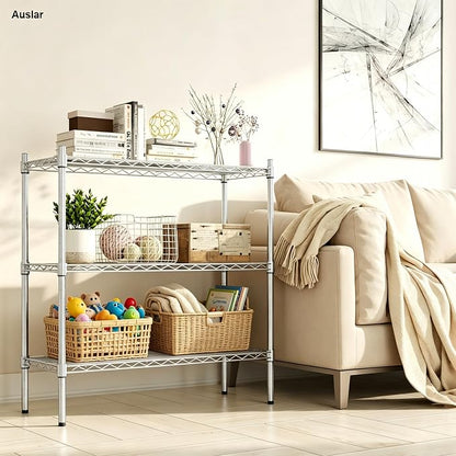 Auslar 3-Shelf Storage Wire Shelves Heavy Duty 3 Tiers Standing Shelving Units - Image 9