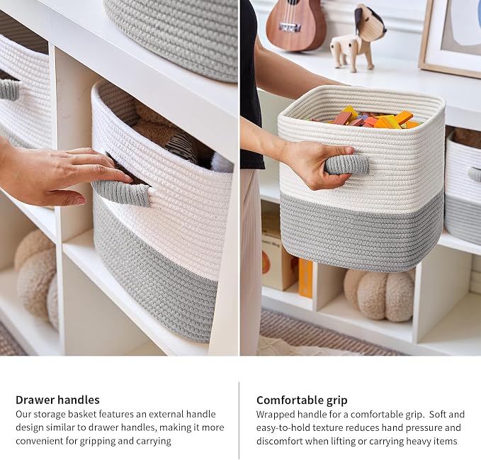R RUNKA Storage Cube Baskets for Organizing- 3 Pack- 11 inch Square Baskets for - Image 7