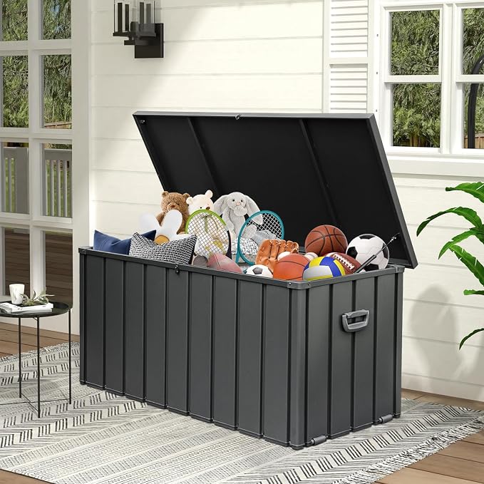 Domi 120 Gallon Deck Box, Metal Outdoor Storage Box - Image 8