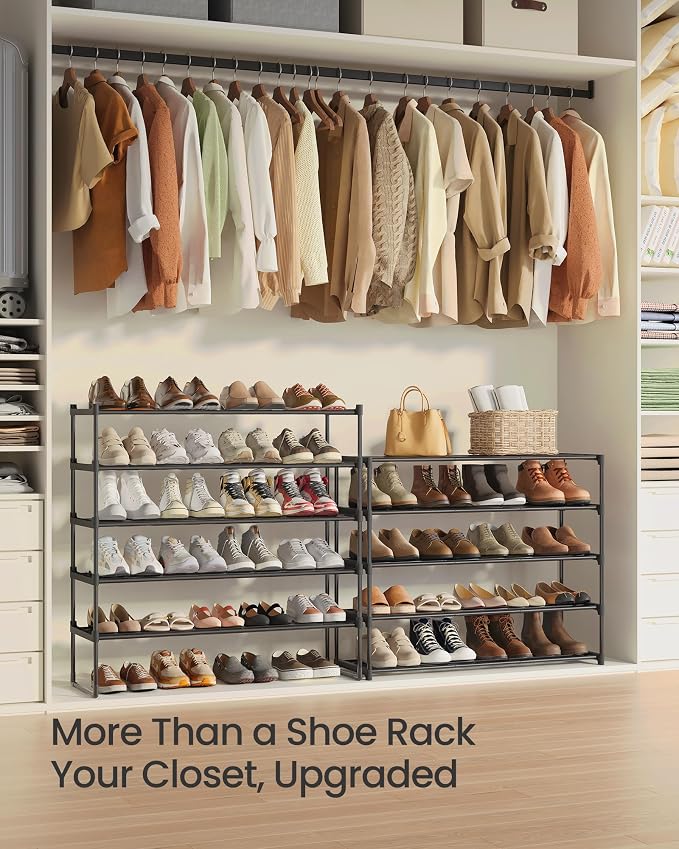 SONGMICS Shoe Rack, 10-Tier Shoe Organizer, Metal Storage Shelf, Upright or - Image 7