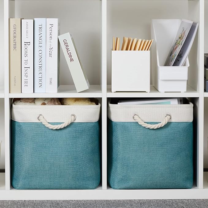Bidtakay Foldable Storage Bins Set of 2 Tall Cloth Baskets 16" X 11.8" X 11.8" - Image 4