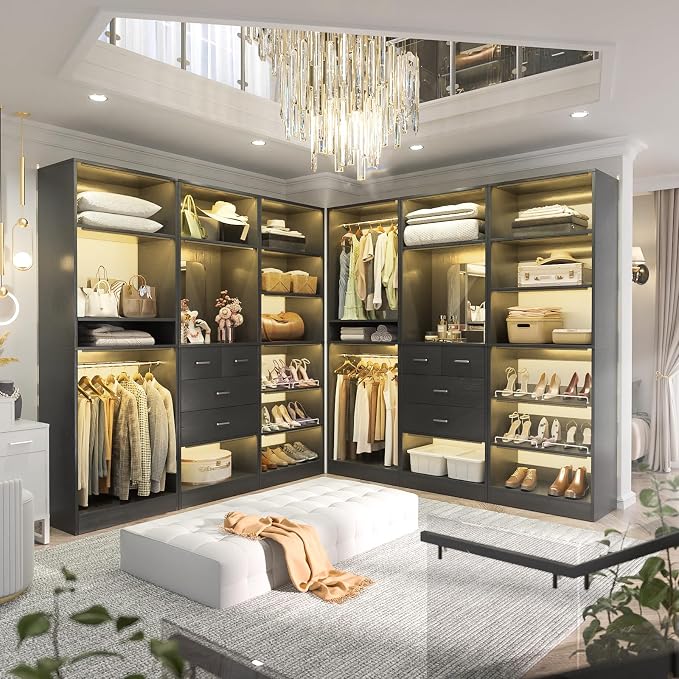 Unikito 75” Closet System with Drawers, 6.2FT Wood Closet Organizer with - Image 3