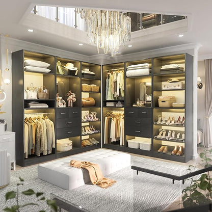 Unikito 75” Closet System with Drawers, 6.2FT Wood Closet Organizer with - Image 3