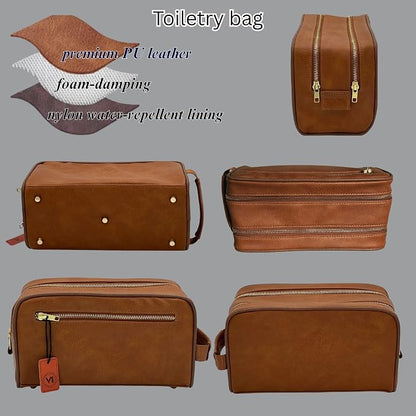 Dopp Gift Large Travel Toiletry Bag Premium Quality PU Leather Two compartments - Image 5