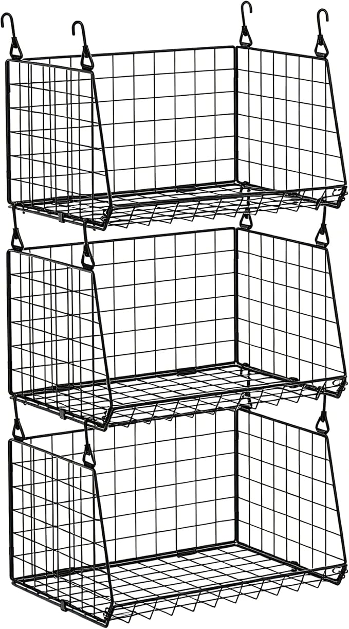 3-Pack Hanging Laundry Room Organizaton：Foldable Laundry Basket Wire Basket by Sonyabecca