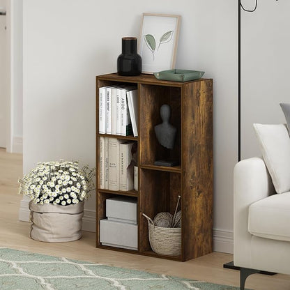 Furinno LUDER Book Shelf, 5-Cube Bookshelf, Reversible Bookcase, 9.4 x 19.5 x - Image 2