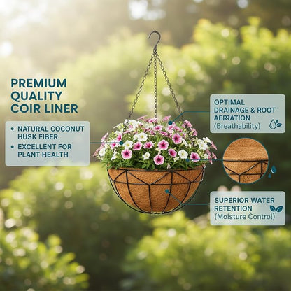 Unique Metal Iron Geometric Hanging Planter Set of 4 Stylish 12 Inch Extra Deep - Image 3