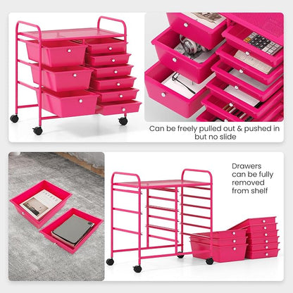 Giantex 9 Drawers Rolling Cart, Classroom Organizers, Storage Cart - Image 5