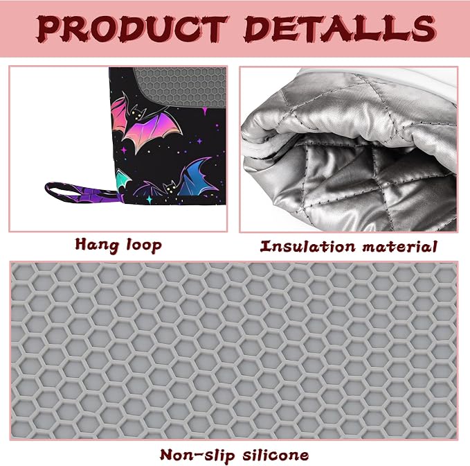 Magic Bat Heat-Resistant Silicone Oven Mitts and Pot Holders, Long Oven Gloves - Image 3