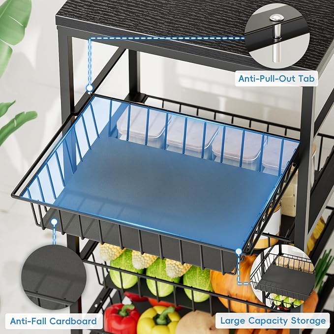 Snack Cart, 5-Tier Kitchen Carts on Wheels - Image 5