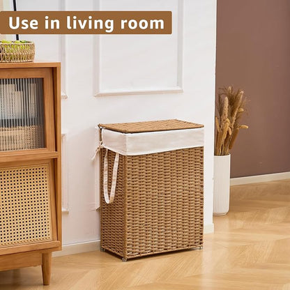 Slim Wicker Laundry Hamper - Image 6