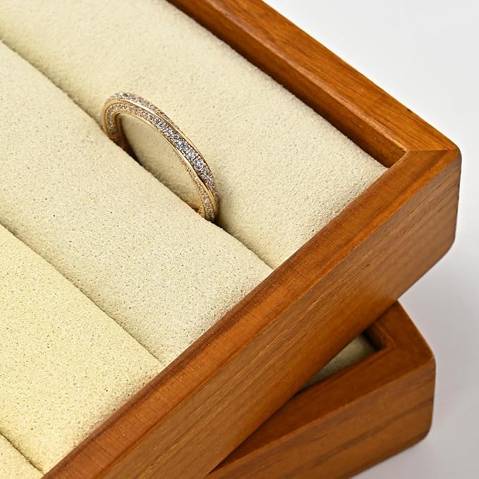 Solid Wood 3-Slots Jewelry Ring Display Tray Showcase Small Jewelry Display - Image 7