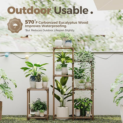 Bamworld Plant Stand Indoor Corner Plant Shelf Wood Plant Holder - Image 4