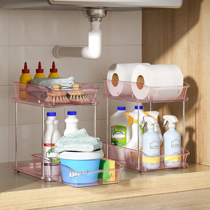 Delamu 2-Tier Under Sink Organizers and Storage, Pull Out Kitchen Pantry - Image 9
