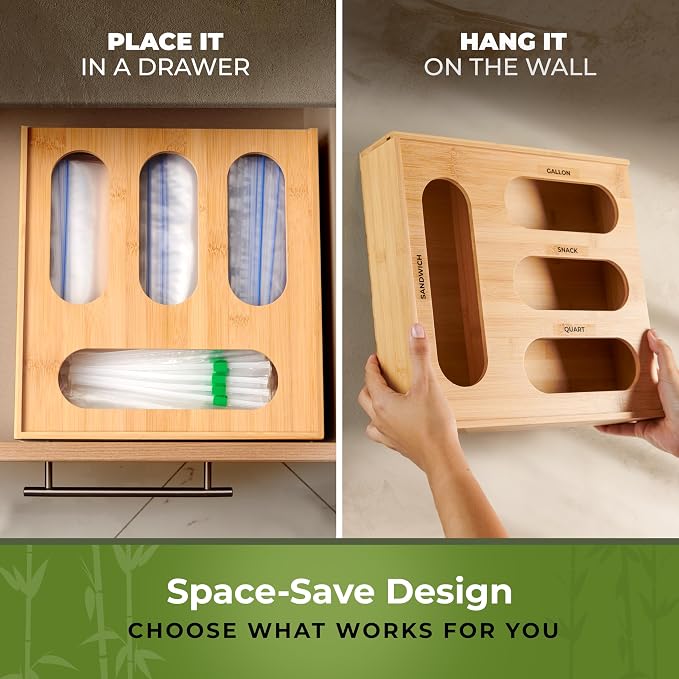 Bamboo Storage Bag Organizer, Sandwich Bag Organizer - Image 5